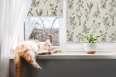 Modern roller blind con estampado de flores dibujadas