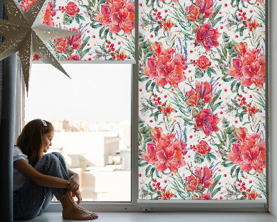 Modern roller blind con estampado de flores rojas