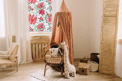 Modern roller blind con estampado de flores rojas