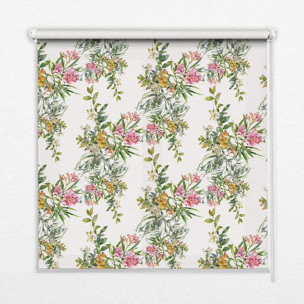 Estor enrollable para ventana con estampado de flores