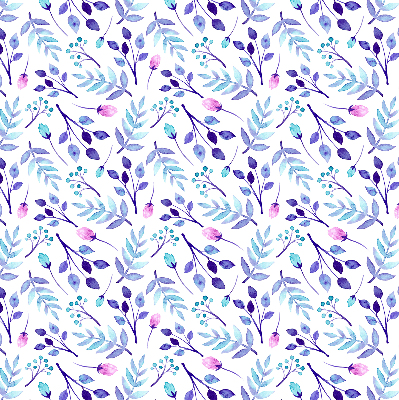 Modern roller blind con estampado de flores azules