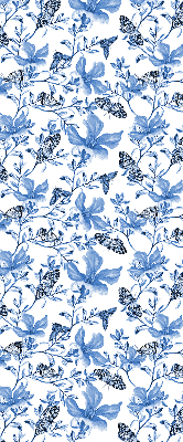 Estor enrollable para ventana con estampado de mariposas azules