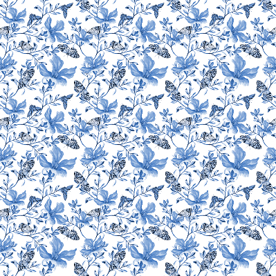 Estor enrollable para ventana con estampado de mariposas azules