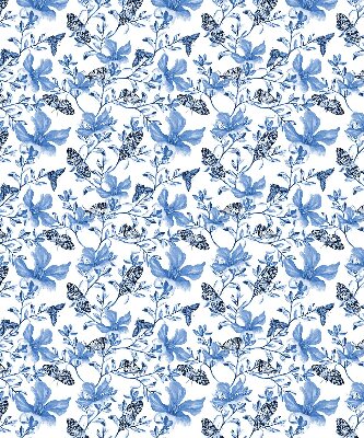 Estor enrollable para ventana con estampado de mariposas azules