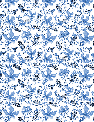 Estor enrollable para ventana con estampado de mariposas azules