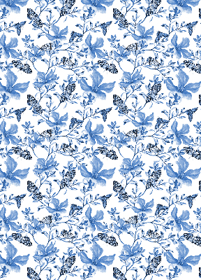 Estor enrollable para ventana con estampado de mariposas azules