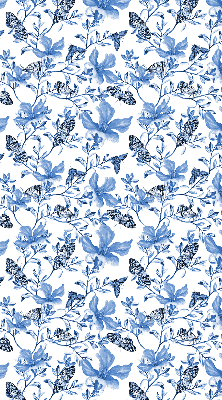Estor enrollable para ventana con estampado de mariposas azules