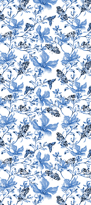 Estor enrollable para ventana con estampado de mariposas azules
