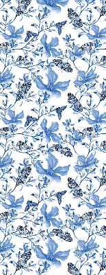 Estor enrollable para ventana con estampado de mariposas azules
