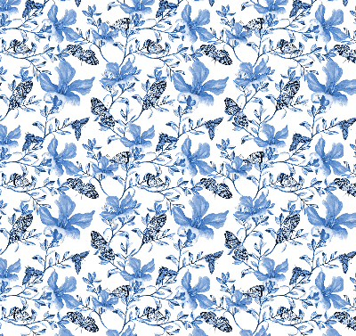 Estor enrollable para ventana con estampado de mariposas azules