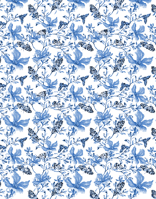 Estor enrollable para ventana con estampado de mariposas azules