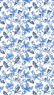 Estor enrollable para ventana con estampado de mariposas azules