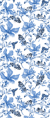 Estor enrollable para ventana con estampado de mariposas azules