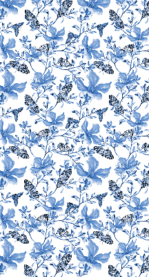 Estor enrollable para ventana con estampado de mariposas azules