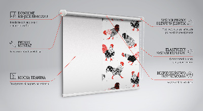 Modern roller blind con diseño de gallos