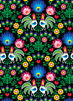 Estor enrollable para ventana con diseño de gallos coloridos