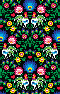 Estor enrollable para ventana con diseño de gallos coloridos