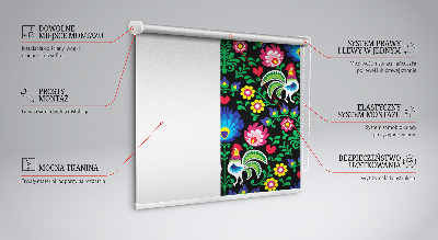 Estor enrollable para ventana con diseño de gallos coloridos