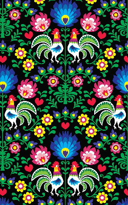 Estor enrollable para ventana con diseño de gallos coloridos