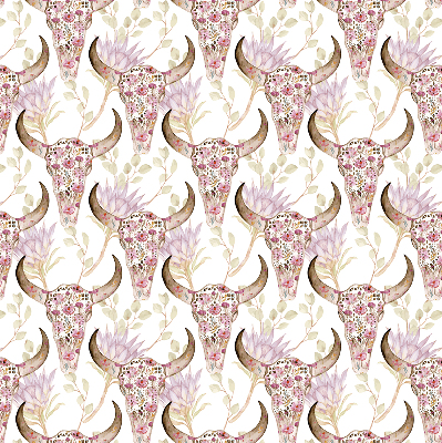 Estor enrollable con estampado de cabezas de búfalo en colores vivos