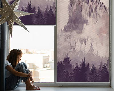 Estor enrollable para ventana con diseño de montañas pintadas