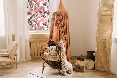 Modern roller blind con estampado de flores rosas