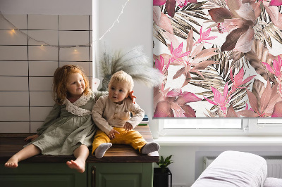 Modern roller blind con estampado de flores rosas