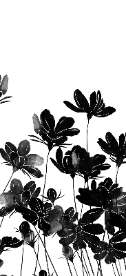 Estor enrollable con estampado de flores negras