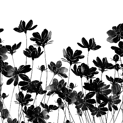 Estor enrollable con estampado de flores negras