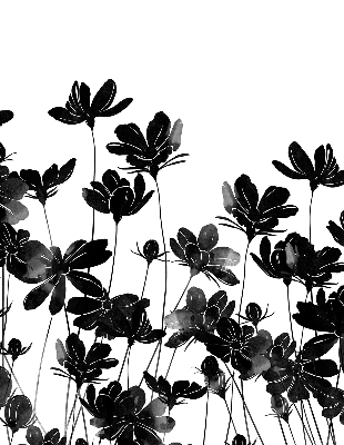 Estor enrollable con estampado de flores negras