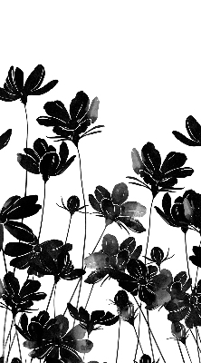 Estor enrollable con estampado de flores negras