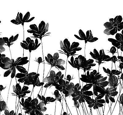 Estor enrollable con estampado de flores negras