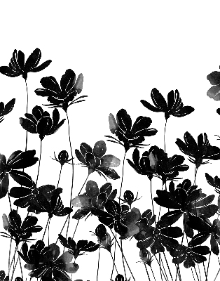 Estor enrollable con estampado de flores negras
