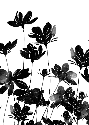 Estor enrollable con estampado de flores negras
