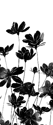 Estor enrollable con estampado de flores negras