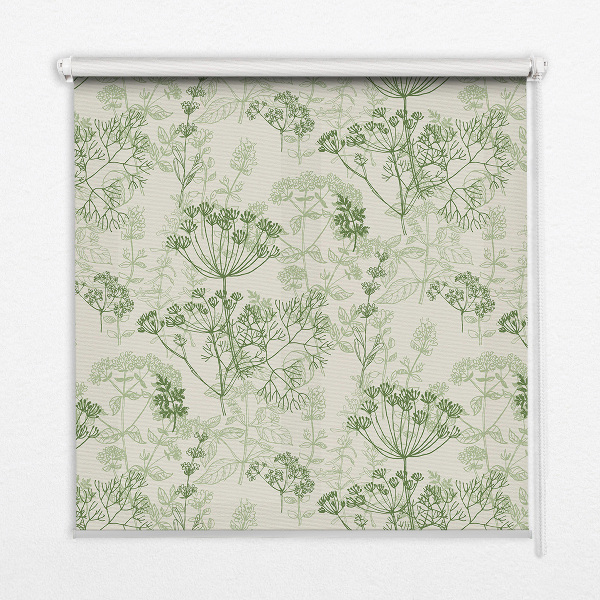 Estor enrollable con estampado de plantas verdes