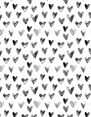 Modern roller blind con estampado de corazones negros