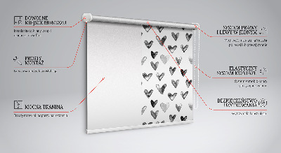Modern roller blind con estampado de corazones negros