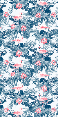 Estor enrollable para ventana con estampado de plantas tropicales y flamencos