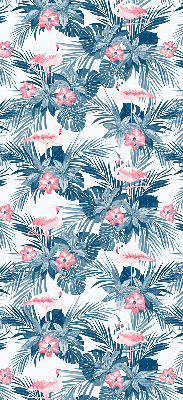 Estor enrollable para ventana con estampado de plantas tropicales y flamencos