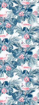 Estor enrollable para ventana con estampado de plantas tropicales y flamencos