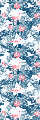 Estor enrollable para ventana con estampado de plantas tropicales y flamencos