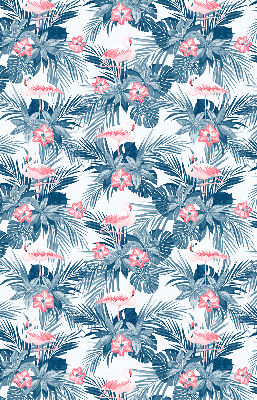 Estor enrollable para ventana con estampado de plantas tropicales y flamencos
