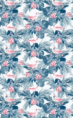 Estor enrollable para ventana con estampado de plantas tropicales y flamencos