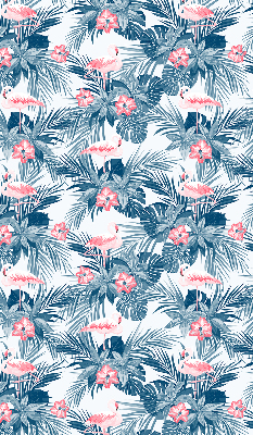 Estor enrollable para ventana con estampado de plantas tropicales y flamencos