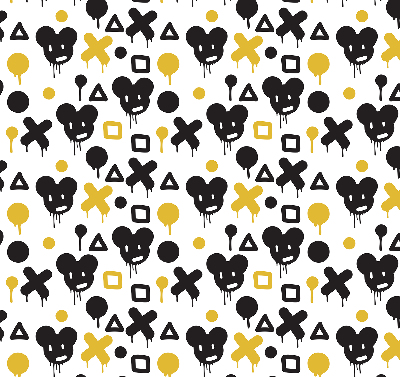Modern roller blind con patrones en negro y amarillo
