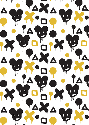 Modern roller blind con patrones en negro y amarillo