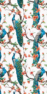 Modern roller blind con estampado de pavo real sobre una rama