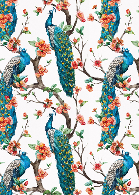Modern roller blind con estampado de pavo real sobre una rama