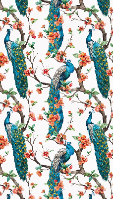 Modern roller blind con estampado de pavo real sobre una rama